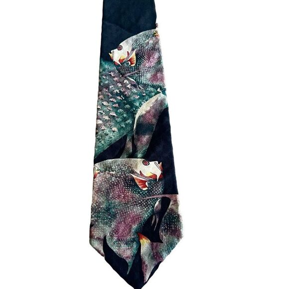 Vintage Endangered Species Silk Fish Tie Richard Carlton Pettit - Picture 1 of 4